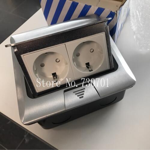 2019 (Ship From Russia) European floor socket with press made of aluminum or copper Silver/Yellow for ground with bottom box