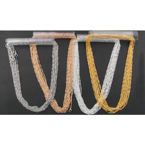 10pcs Gold Rhodium Color 2mm Link Chain Necklace with Lobster Clasp Fit Women Men DIY Necklace Jewelry Making