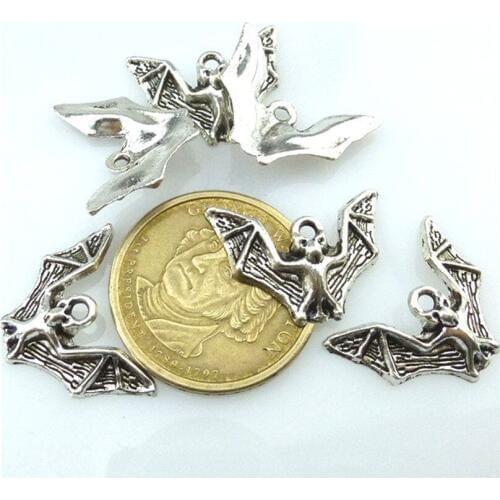 20pcs Antique Sliver Bat Elf Charms Making Halloween Day Gift Pendant Dity Bracelet Collier Statement 13582