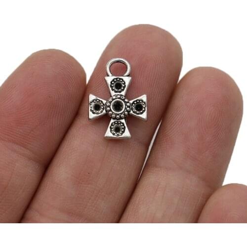 30PCS Silver Plated Cross Charms Pendants for Jewelry Making Bracelet DIY Accessories 18x12mm