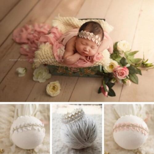 Petal Baby Headband Newborn Photography Props Infant Pearl Crown Photo Studio Baby Shoot Accessories Full-moon Headwear Hairband
