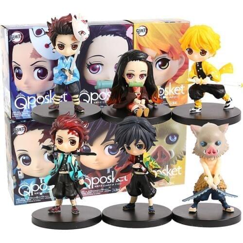 Q Posket Demon Slayer Kimetsu no Yaiba Kamado Tanjirou Nezuko Agatsuma Zenitsu Hashibira Inosuke Tomioka Giyuu PVC Figures Toys
