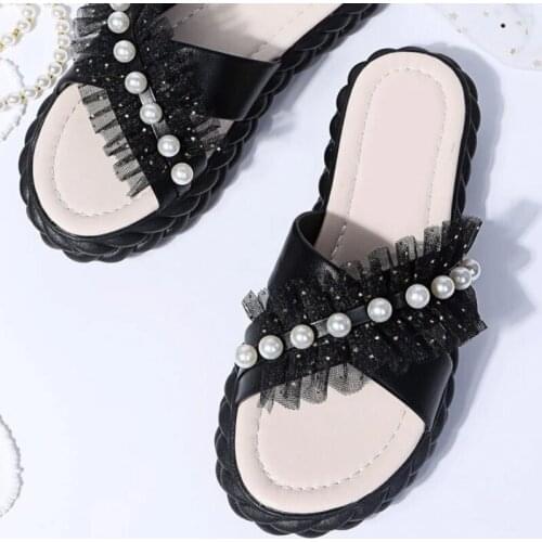 String Bead Female Shoes Rubber Slippers Luxury Slides Low Platform Summer Clogs Woman 2021 Designer Beach Flat Rome Fashion Fab