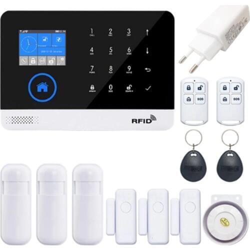 DC5V/1A Home Security Wireless WIFI GSM GPRS Alarm System APP Remote Control RFID Card Kit