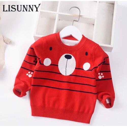 Boys Sweater 2021 Autumn Winter Baby Jumper Cartoon Stripe O-Neck COTTON Children Sweaters Toddler Pullover Kids Clothes 1-7y