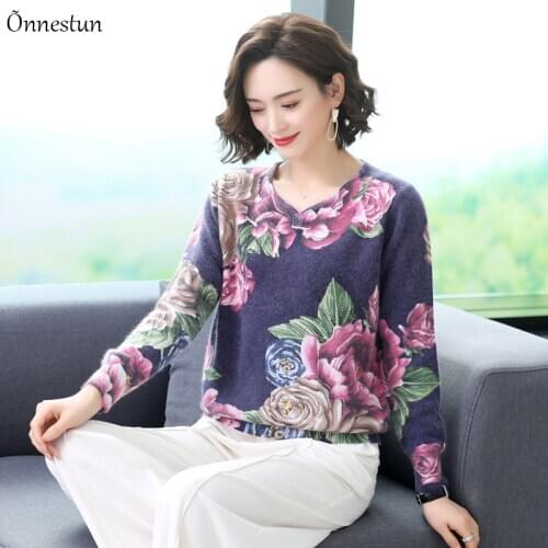 Print Sweater Women Casual Autumn Winter Fashion New Long Sleeve Sweater Pullover Knitted Pull Femme Soft Sweaters Women