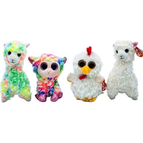Ty Beanie Big Eyes Sequins Plush Colorful Sheep Rooster Alpaca Toy Dolls Collectible Stuffed Toy Boys Girls Child Birthday Gift