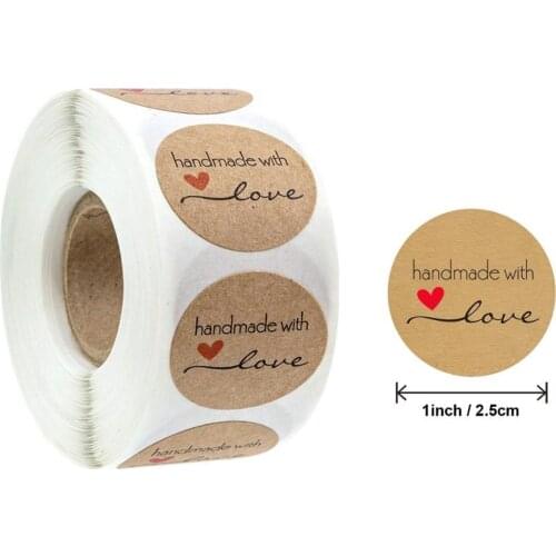 In Stock Products Kraft Paper Bakery Handmade Label Thank You Sticker Round Shape Adhesive Stickers Label Self Sealing Sticker