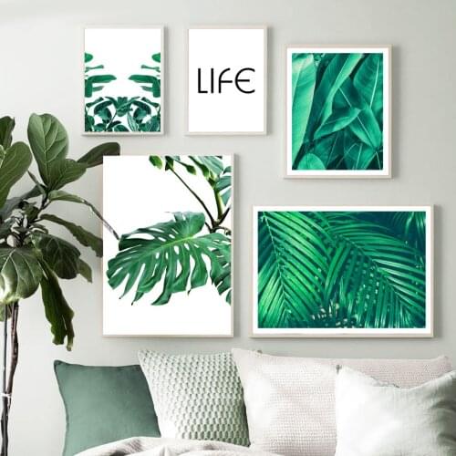 Green Plant Monstera Palm Banana Leaves Nordic Posters And Prints Wall Art Canvas Painting Wall Pictures For Living Room Decor