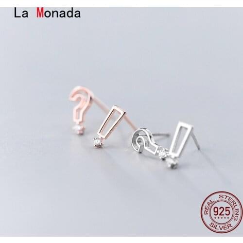La Monada Asymmetrical 925 Sterling Silver Earrings Woman Piercing Ear 925 Silver Earrings For Women Girl Small Stud Earrings