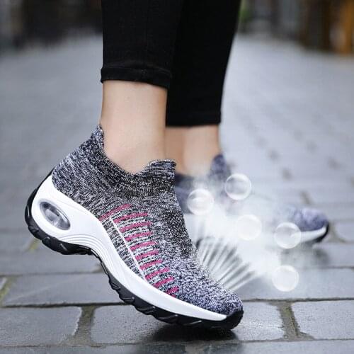 Women Running Shoes Mesh Breathable Platform Sneakers Chunky Height Increasing Thick Walking Shoes Female Colorful Cushioning 42