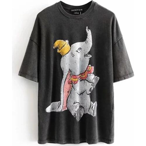Disney Cartoon Dumbo Shirts for Women Print Round Neck Short-sleeved Women Fashion Clothing Graphic T-Shirts Harajuku Kawaii