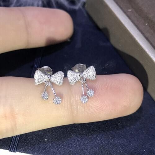 2021 New AAAA Transparent Zirconia 925 Sterling Silver Bow Earrings Womens Womens Party Jewelry Gift Korean Earrings