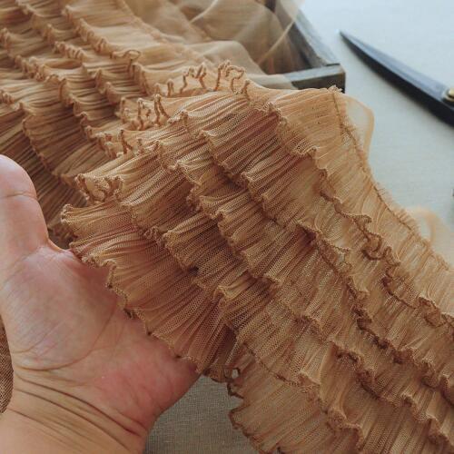 1M Pleated Lace Fabric Tulle 18cm Ribbon Sewing Trim Guipure Craft Supplies Sky Blue Lace For Dress encajes para costura QY20