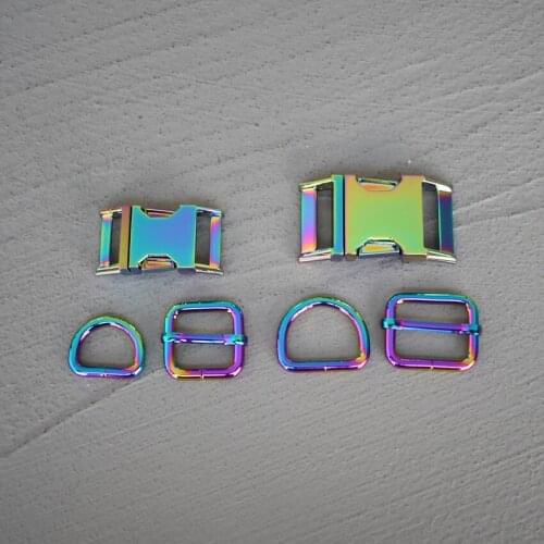100 Sets 20/25mm Colourful Webbing Metal Hardware Strap Slider D Ring Release Belt Buckle For Dog Collar Pet Sewing Accessory
