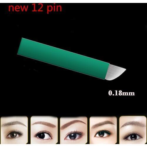 100pc 0.18mm diameter 12 pin microblading needles blades Lamina Agulha Sobrancelha Tebori Microblading 12 Pontas Flex brow tatoo