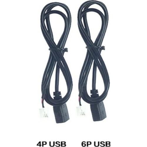 2pcst 4Pin+6Pin Connector USB cable for Car Radio Stereo 1M USB Cable USB Adapter