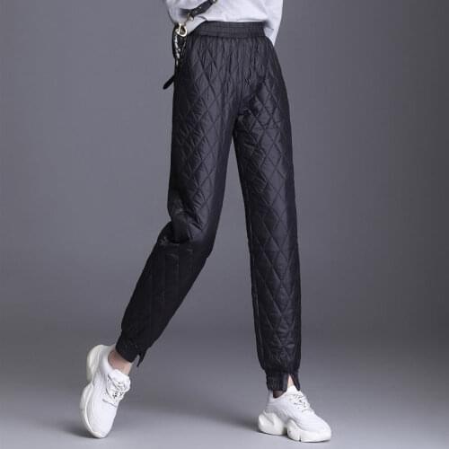 2021 Winter Down Cotton Trousers Thicker Women Wear High-waist Pencil Pants Windproof Warm Winter Trousers Plus Size 4XL Y9