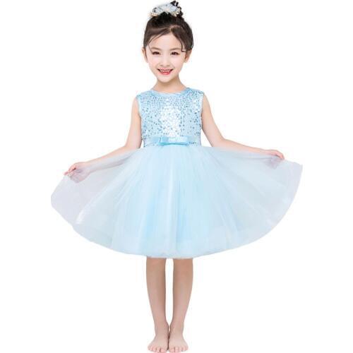 2020 White Chiffon Flower Girl Dress Sequin Pageant Kids Gowns for Girls Birthday Dresses Party Children Princess Costumes