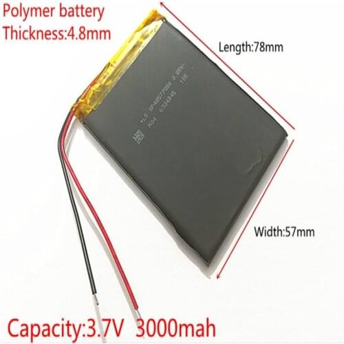 Free shipping Polymer battery 3000mah 3.7 V 485778 smart home MP3 speakers Li-ion battery for dvr,GPS,mp3,mp4,cell phone,speaker