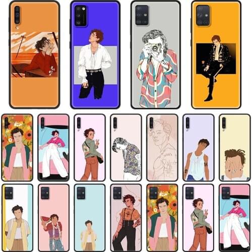 Phone Case for Samsung Galaxy A51 A71 5G A50 A70 A11 A21s A31 A41 A42 A91 A01 TPU Soft Black Cover Harry style art