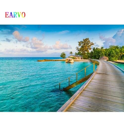 EARVO Tropical seaside photography background Party backgrounds Beach coconut tree Photo wallpaper photos backdrop wall wallpap