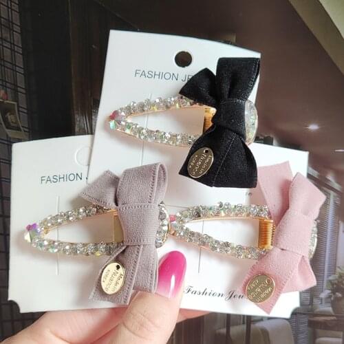 Crystal Hair Clips For Girl Fashion Sweet Bow Hair Barrettes For Women Geometric Hairpins Korean New Side Clip Hair Accessories
