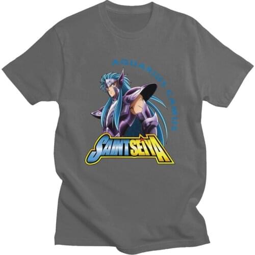 Classic Aquarius Camus Saint Seiya T Shirt Men Short Sleeves Soft Cotton T-shirt Summer Knights Of The Zodiac Anime Tee Tshirt