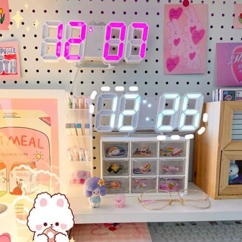 W&G LED Digital Alarm Wall Clock Date Temperature Automatic Backlight Desktop Clock Home Decoration Creative Stand Hang Clock