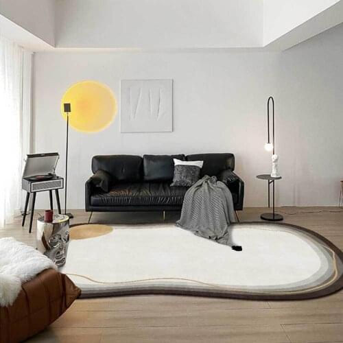 Carpets For Living Room Nordic Modern Luxury Fluffy Bedroom Rug White Black Grey Edge Floor Mat Office Chair Area Rug Home Decor