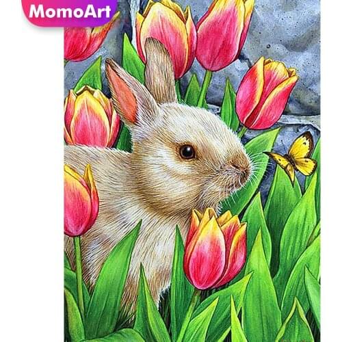 MomoArt Diamond Mosaic Rabbit Cross Stitch Kits Diamond Painting Lily New Arrival Embroidery Animal Rhinestones Home Decoration
