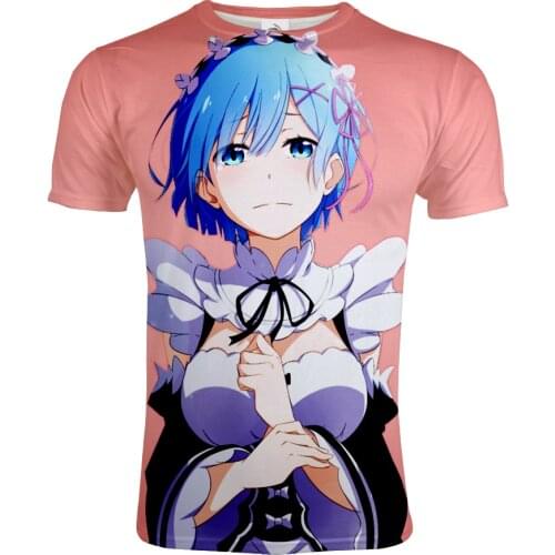 2021 Trendy Anime T-shirt Re:Zero 3D Printed Mens Casual O-Neck Short Sleeve Streetwear Tshirt Fashion Hip Hop Male Tees Tops