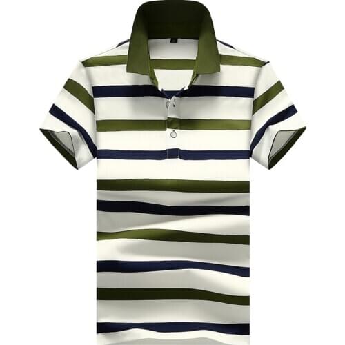 MenS Classic Striped Polo Shirt Cotton Short Sleeve 2021 Summer Plus Oversize M-XXXXL