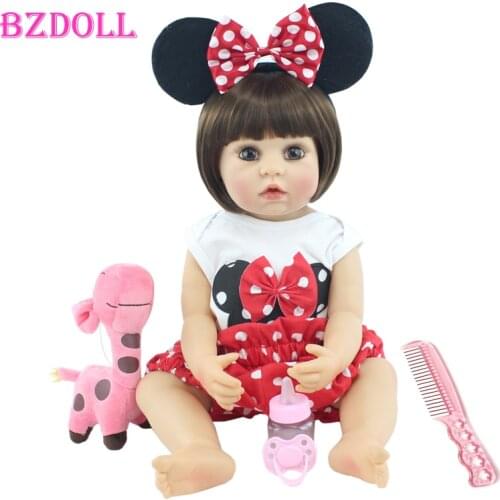 BZDOLL 55cm Full Body Soft Silicone Girl Reborn Doll Toy Lifelike Vinyl Alive Babies Dress Up Princess Girl Boneca Birthday Gift