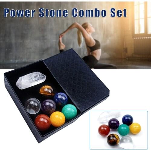 7 Chakra Crystal Ball Sphere Set 7 Roller Chakra Gems with Crystal Points Desktop Ornament Home Decoration Crafts Stones