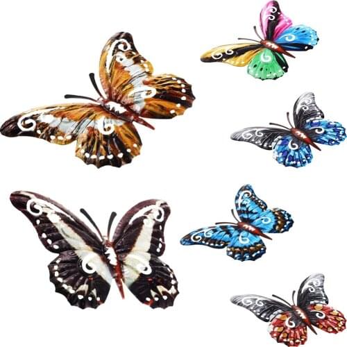 3D Butterfly Wall Mounted Metal Iron Statue Art Home Jardineria Pendant Decoration Indoor Outdoor HANGing Butterfly Sculpture