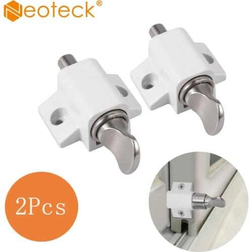 Neoteck 2 Pcs White Key Less Sliding Patio Door Locks Set Universal Locks With Fixing Accessories For Most Sliding Windows