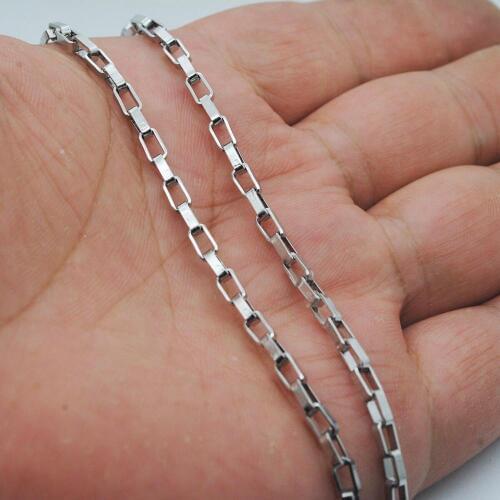 Wholesale Jewelry -- 50/60/70/80 cm x 3 mm Titanium steel White Long Box Necklaces for Men Fashion Jewlery No Fade