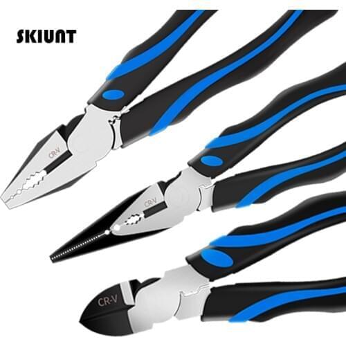 SKIUNT Pliers Wire Cutter 6/8 Inch Cutting Stripping Multitool Wire Stripper Long Nose Diagonal Pliers For Electricans Tools