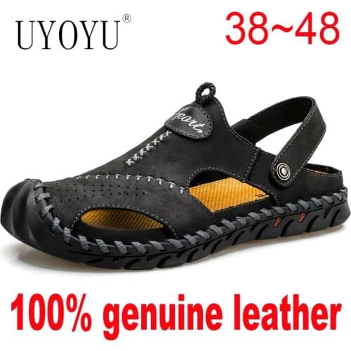 Summer Sandals Men Genuine Leather Classic Roman 2021 Slipper Outdoor Sneakers Man Beach Rubber Flip Flops Mens Water Trekking