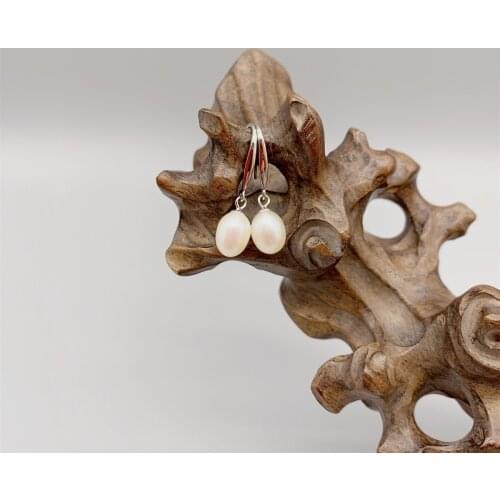 FoLisaUnique 7-8mm White Black Pink Freshwater Pearls Earring For Women Girls Gift 925 Sterling Silver Hook Earring Classic