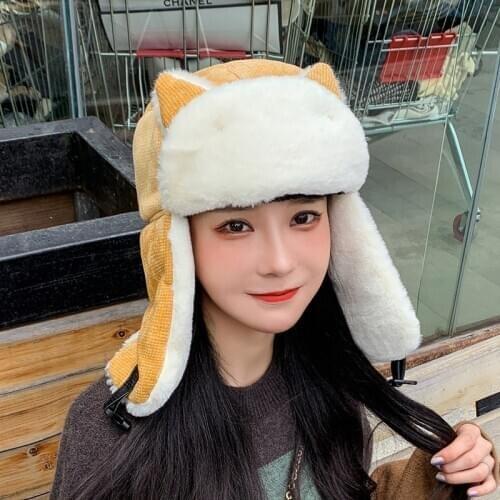 2020 New Women Warm Winter Bomber Hats Caps Faux Fur Windstop Ski Russian Hat With Fur Wholesale Dropshipping