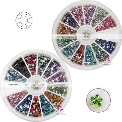 Mixed shape 12different color Rhinestone Nail Art Decoration Glitter Rhinestone+Wheel Free Shipping