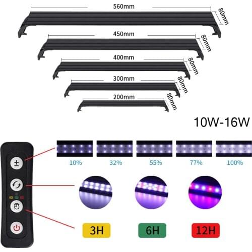 20-56CM Aquarium Light fish tanks Timing Clip Lamp 3 color brightness adjust Aquatic plants Lighting Waterproof 100~240V