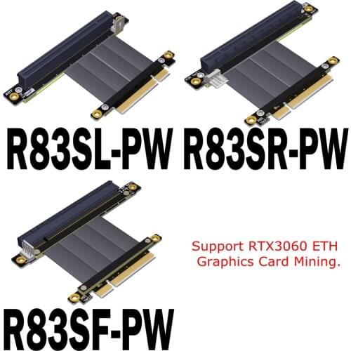PCIE3.0 X8 TO X16 Miner Extension Cable Adapter Riser Pci-e Supports RTX3060 ETH Graphics Card Mining 4pin Power Gen3 64G/bps