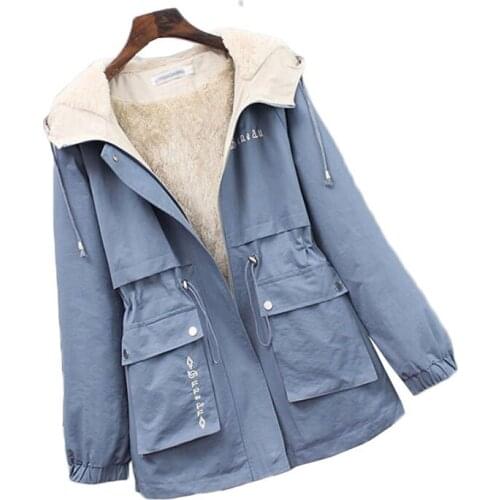 Winter Plus Velvet Jacket Womens Korean Loose Hooded Windbreaker Female Student Long-sleeved Thick Warm Coat Plus Size 3XL H23