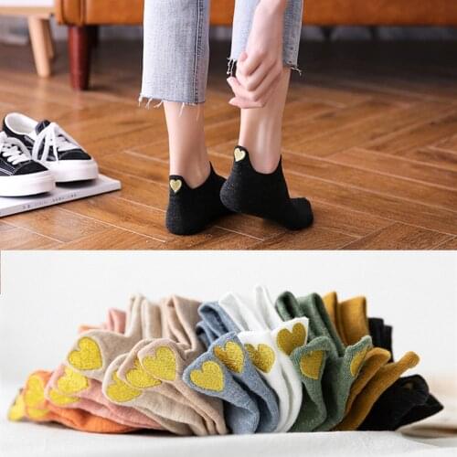 10 Pairs/Lot High Quality Cotton Socks Women Set Fashion Colorful Heel Embroidery Heart Shape Kawaii Socks Female Popsocket