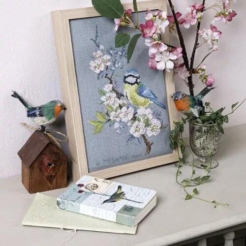 Gold Collection Beautiful Counted Cross Stitch Kit Etude à La Mésange Mesange Blue Tit Oiseaux Bird