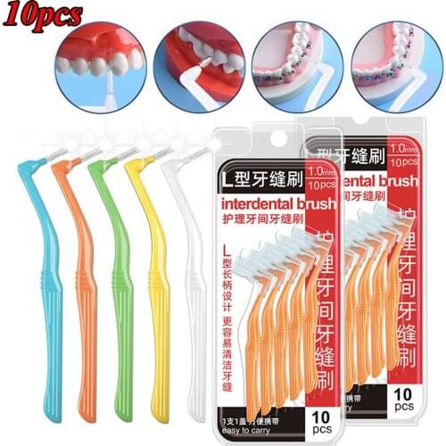 10Pcs 0.6-1.2mm Interdental Brush Push-Pull Toothpicks Clean Teeth Brushes Braces Dental tool orthodontic I-shape Toothbrush