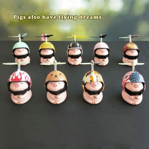 10 Bicycle Decorations Cute Cartoon Resin Piggy Belt Propeller Helmet Unisex Car Bicycle Helmet Decoration